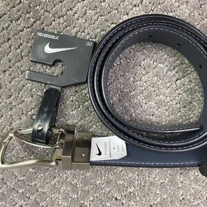 Nike Reversible Golf Belt Men's Size 36 Black Gray Faux Synthetic Leather
